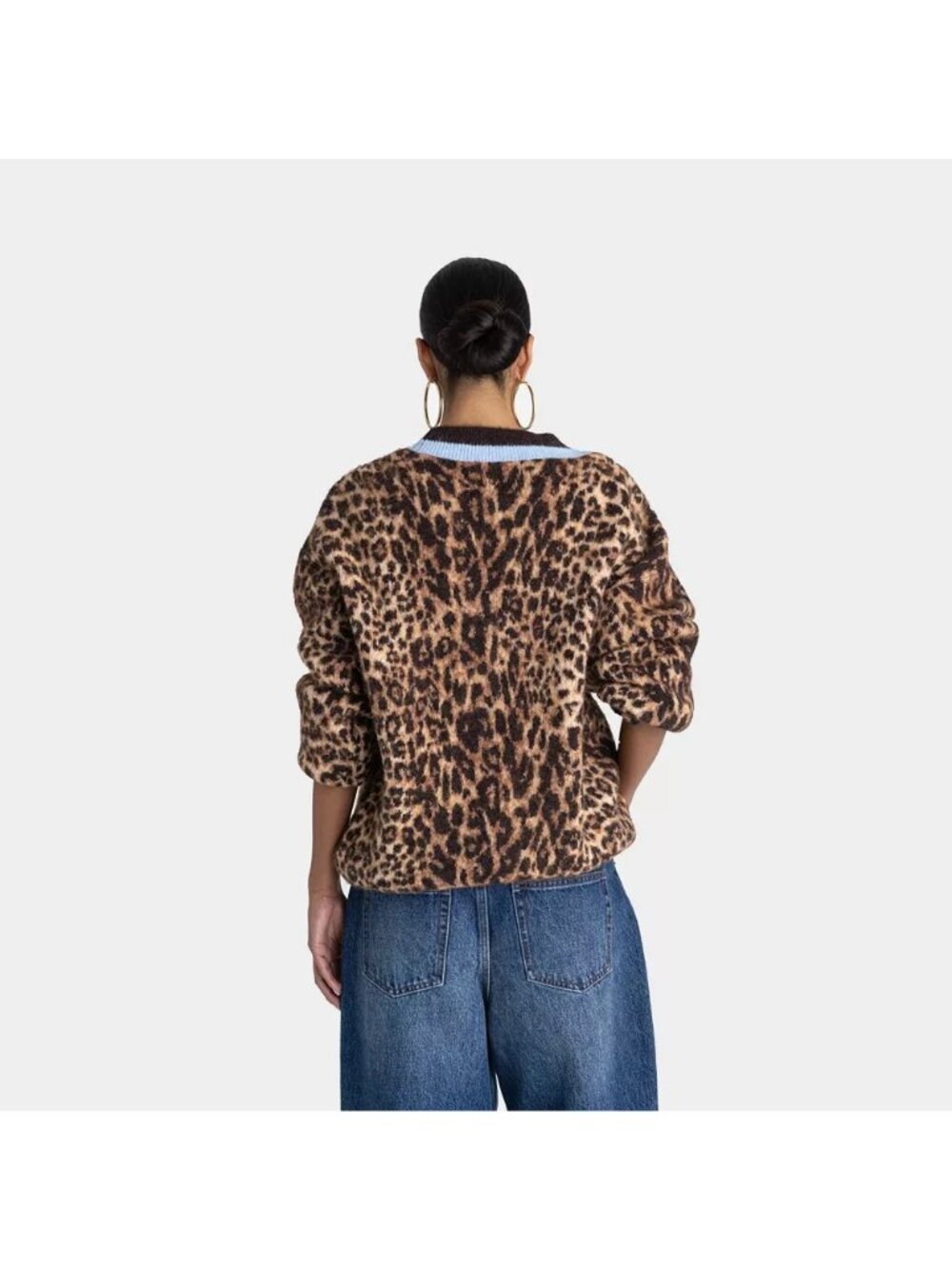 KBB by Kahlana The Slouchy Cardigan Tan Leopard Print Sweater -- Women's XS 0/2 - Picture 2 of 6